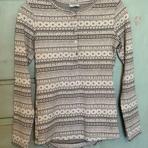 Columbia Black‎ & Grey & White Patterned Henley Long Sleeve Top